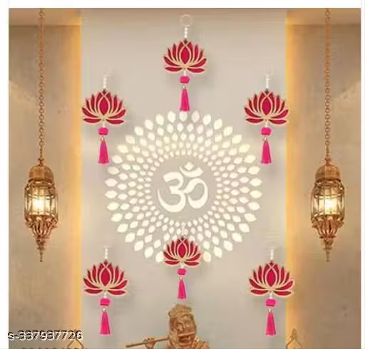 Handmade Wall Decor Lotus (5 Pcs - Pink) with Hanging for Home Decor,Diwali Decor,Wedding and All Festival Decor | Lotus Hangings for Home Decoration