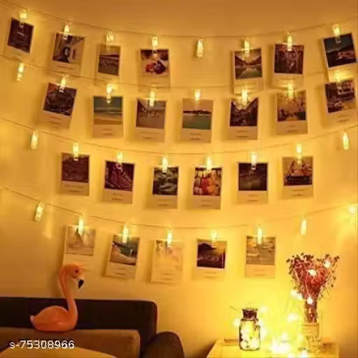 14 Photo Clip LED String clip Lights for Photo Hanging, Birthday, Festival, Wedding, Party for Home, Patio, Lawn, photo frame home Restaurants Home Decoration (Warm White) Candle (Yellow, Pack of 1)