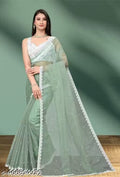 SUPERNET BEADS AND STONE SAREE WITH JACKARD BLOUSE